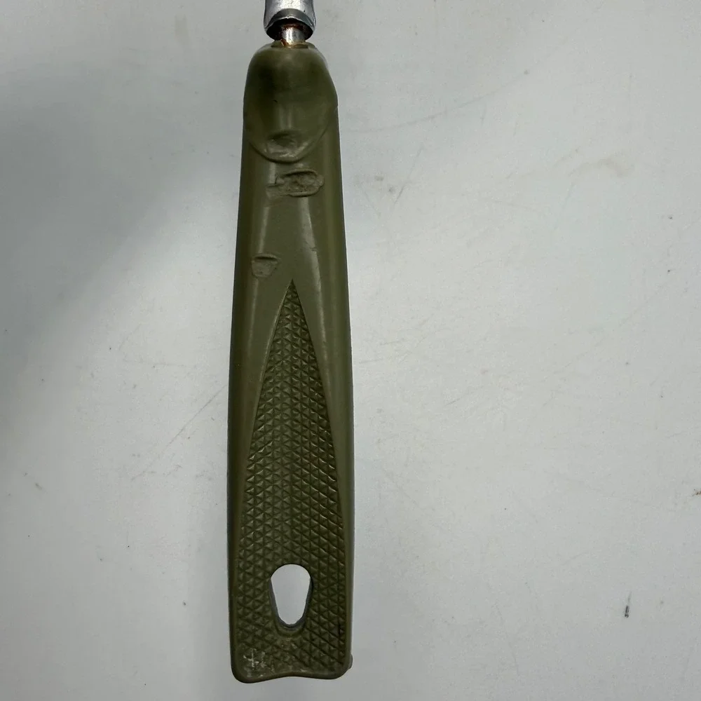 Vintage EKCO Spatula Chromium Plated Slotted Turner USA Olive Green Handle 11.5